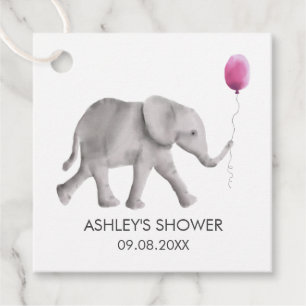Baby Elephant Baby Shower Tags, Pink & Gray Geschenkanhänger