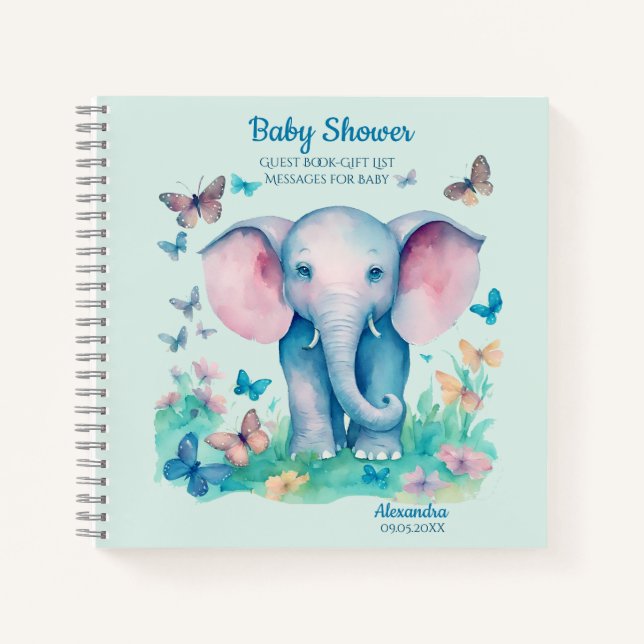 Baby Elephant Baby Showlist Notizbuch (Vorderseite)