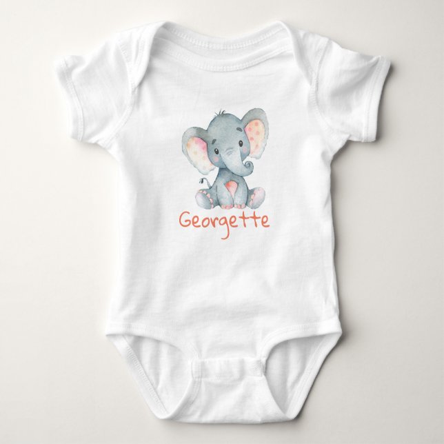 Baby Elephant Baby T - Shirt personalisiertes Mono (Vorderseite)
