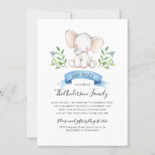 Baby Elephant Babydusche per Mail lange Entfernung Einladung