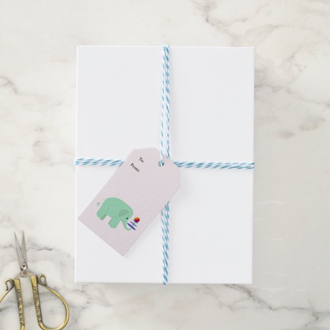 Baby Elephant Balancing Act Geschenkanhänger (Mit Garn)