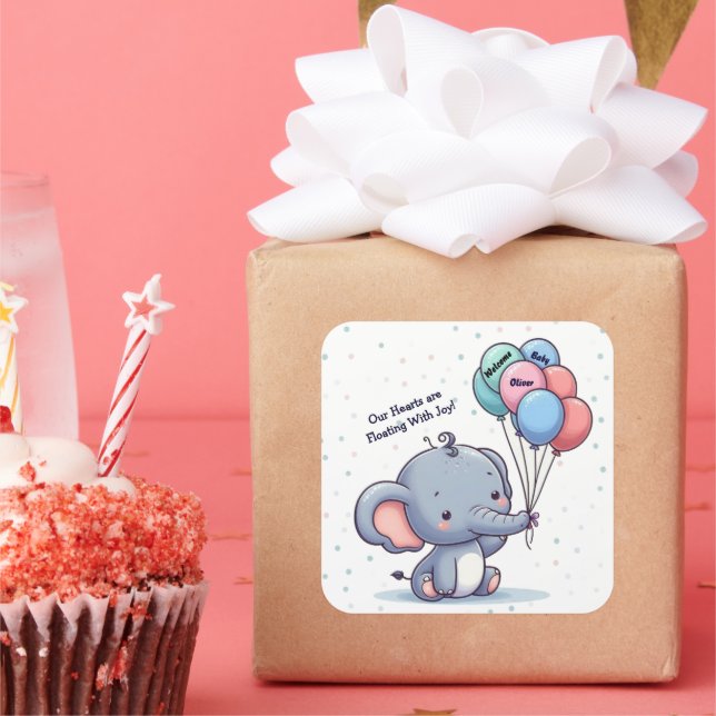 Baby Elephant Balloon Sticker (Party)