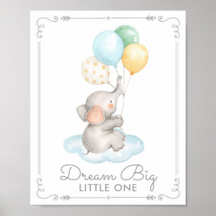 Baby Elephant & Balloons Traum Großes Kinderzimmer Poster