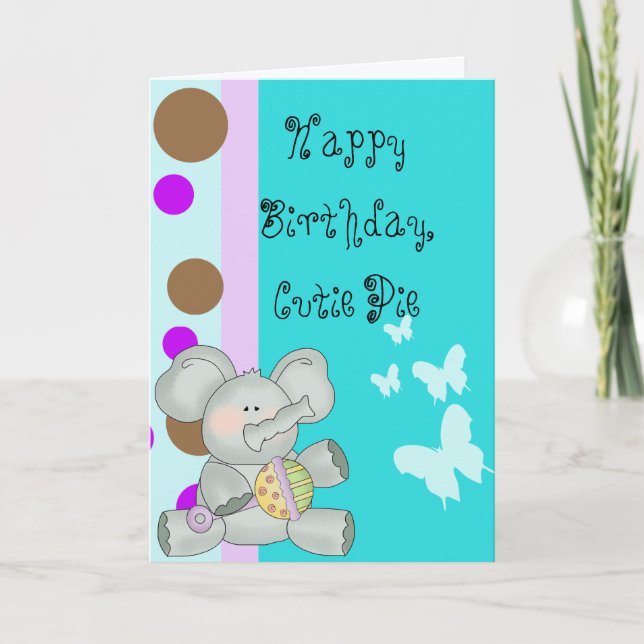 Baby Elephant Birthday Karte (Vorderseite)