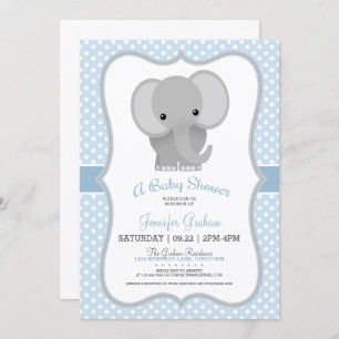 Baby Elephant (blau) Babydusche Einladung