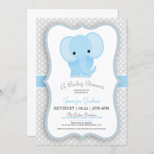 Baby Elephant (blau) Babydusche Einladung