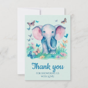 Baby Elephant Blue Baby Dusche Vielen Dank Dankeskarte