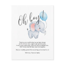 Baby Elephant & Blue Balloon Baby Dusche