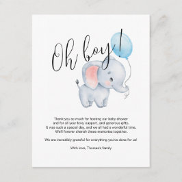 Baby Elephant & Blue Balloon Baby Dusche Begleitkarte