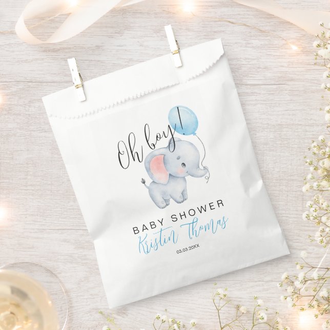 Baby Elephant & Blue Balloon Baby Dusche Geschenktütchen (Ausgeschnitten)