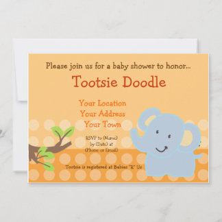 Baby Elephant Blue Boy Babydusche Sprinkle Einladung