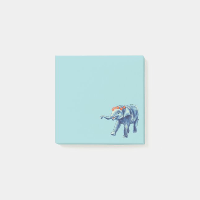 Baby Elephant Blue Niedlich Girly Kids Post-it Klebezettel (Vorderseite)