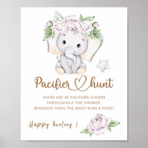 Baby Elephant & Blume Wasserfarben Babydusche Poster