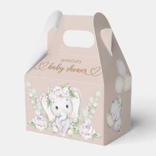 Baby Elephant & Blume Watercolor Babydusche Fav Geschenkschachtel