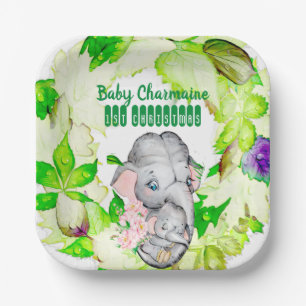 Baby Elephant Botanical Green 1. Weihnachtszeit Pappteller