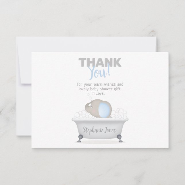 Baby Elephant Bubble Bath Boy Baby Dusche Einladung (Vorderseite)