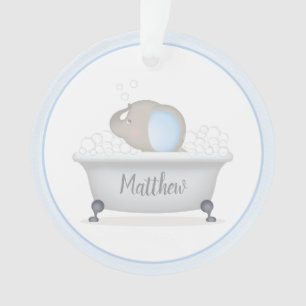 Baby Elephant Bubble Bath First Christmas Ornament
