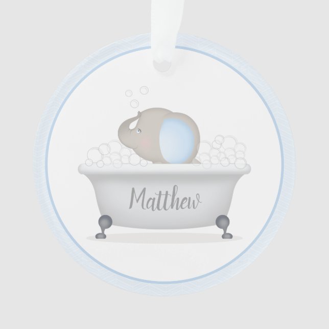 Baby Elephant Bubble Bath First Christmas Ornament (Vorderseite)