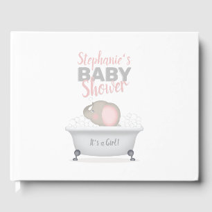 Baby Elephant Bubble Bath Girl Babydusche Gästebuch