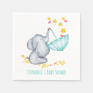 Baby Elephant Catching Falling Stars Baby Dusche Serviette