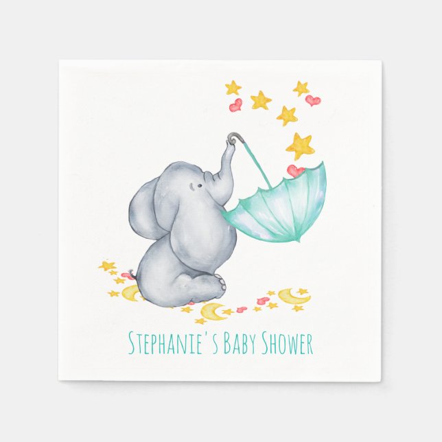Baby Elephant Catching Fallsars Baby Dusche Serviette (Vorderseite)