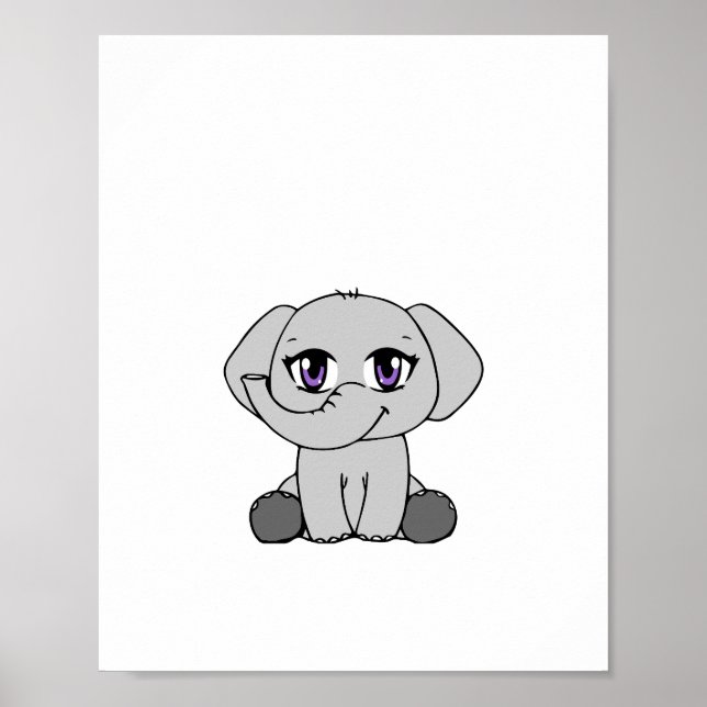 Baby Elephant Chibi-Style Poster (Vorne)