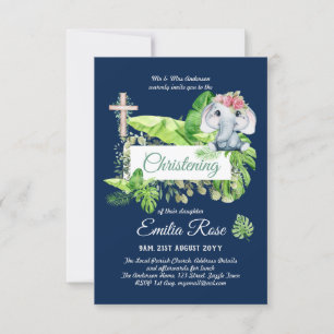 Baby Elephant CHRISTENING Einladung für Mädchenjun