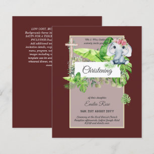 Baby Elephant CHRISTENING Einladung für Mädchenjun