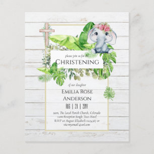 Baby Elephant CHRISTENING Einladung für Mädchenjun Flyer
