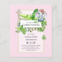 Baby Elephant CHRISTENING Einladung für Mädchenjun Flyer