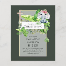 Baby Elephant CHRISTENING Einladung für Mädchenjun Flyer