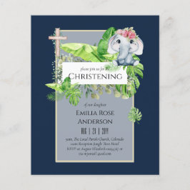 Baby Elephant CHRISTENING Einladung für Mädchenjun Flyer