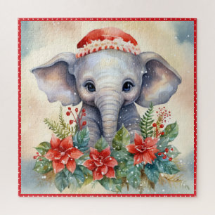 Baby Elephant Christmas Large Square Puzzle