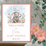 Baby Elephant eine kleine Blütendusche aus Erdnuss Poster<br><div class="desc">Der süße Elefant schmiedete sich gemütlich unter den Blume "Eine kleine Erdnuss ist auf dem Weg" Baby Dusche Design.</div>