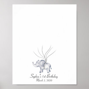 Baby Elephant Fingerprint Gäestbook Poster