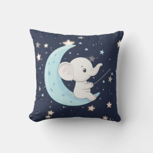 Baby Elephant Fishing for Stars Throw Kissen