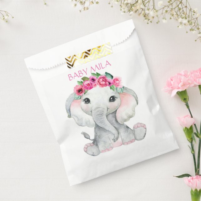 Baby elephant floral pink geschenktütchen (Versiegelt)