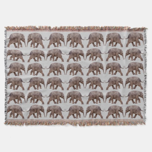Baby Elephant Frenzy Throw Blanket (Light Gray) Decke (Vorderseite)
