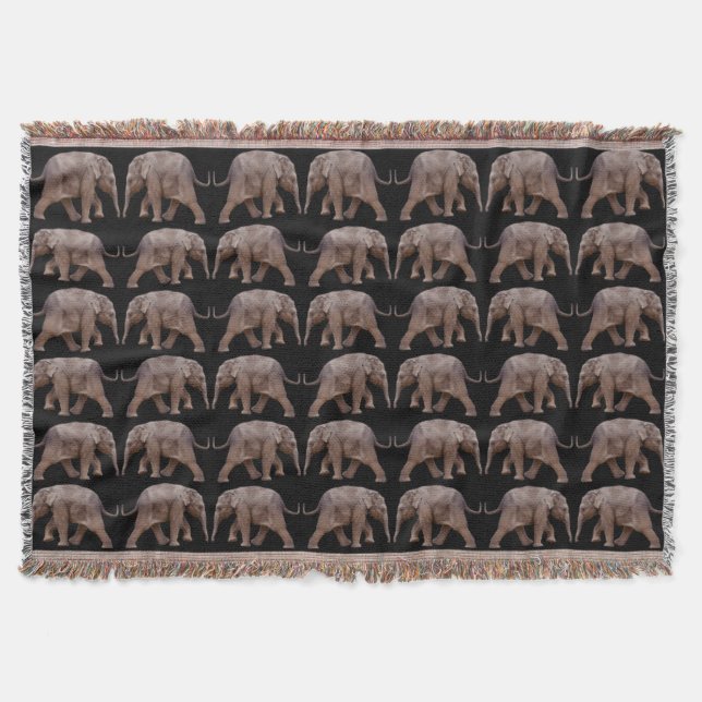 Baby Elephant Frenzy Throw Blanket (schwarz) Decke (Vorderseite)