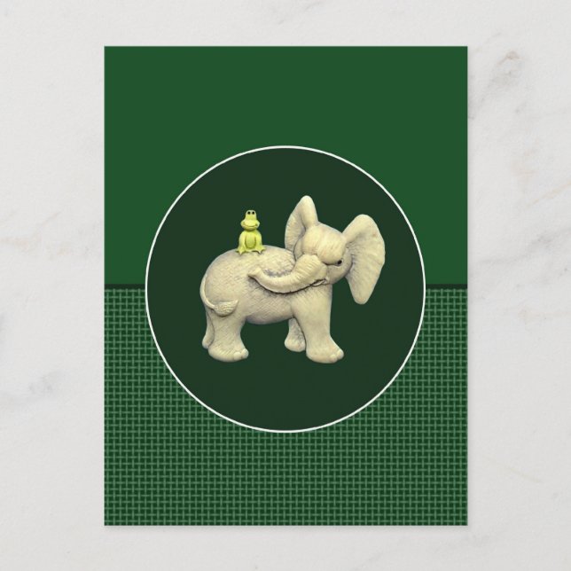 Baby Elephant & Frog Postkarte (Vorderseite)