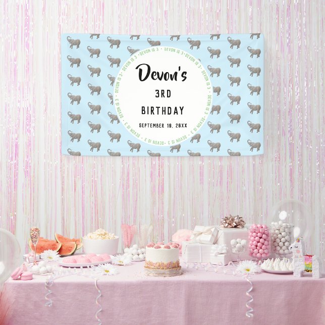 Baby Elephant Geburtstag Willkommen Banner (Von Creator hochgeladen)