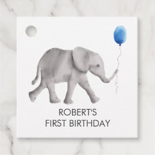 Baby Elephant Geburtstagsgeschenke Tags, blau & gr Geschenkanhänger