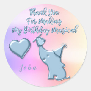 Baby Elephant Geburtstagsparty Gefallen Vielen Dan Runder Aufkleber