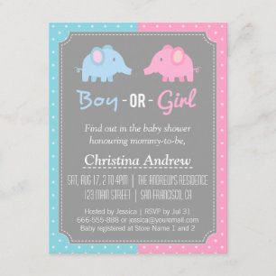 Baby Elephant Gender Reveal Baby Dusche Party Einladung