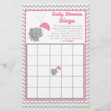 Baby Elephant Girl Baby Shooting Game Bingo Card