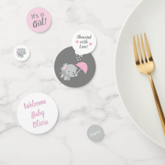 Baby Elephant Girl Baby Shower Confetti Konfetti
