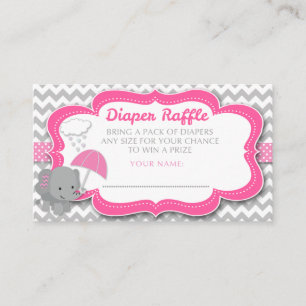 Baby Elephant Girl Babydusche Rosa Windeln Raffel Begleitkarte