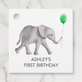 Baby Elephant Girl Geburtstagsgeschenke Tags, Grün Geschenkanhänger