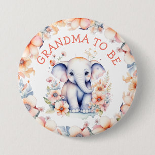 Baby Elephant Girl's Baby Shower Oma zu sein Button