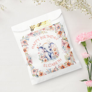Baby Elephant Girl's Birthday Party Personalisiert Geschenktütchen